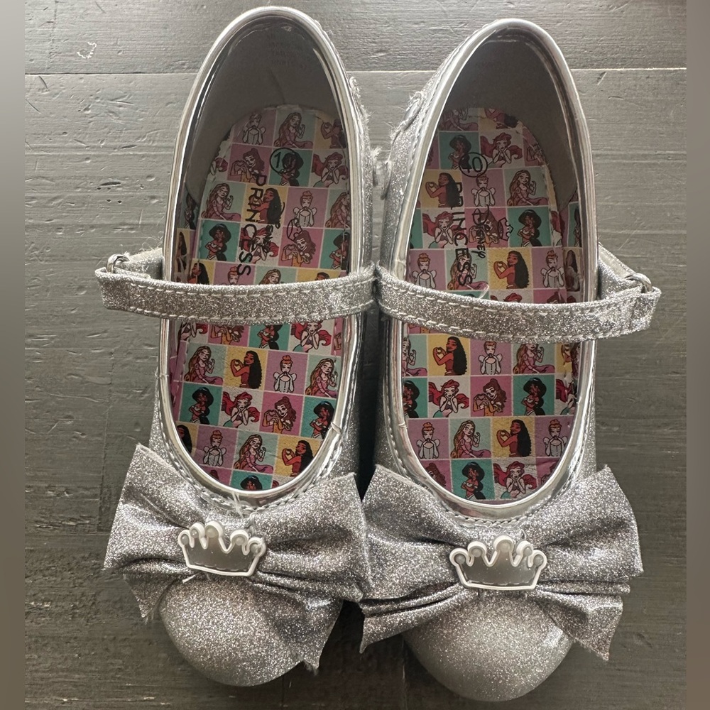 Silver Glitter Disney Princess Heels Girls 10T